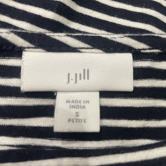 J. Jill Tunic Top Size Small Petite Navy Blue Striped Flutter Sleeve Blouse - Picture 5 of 11